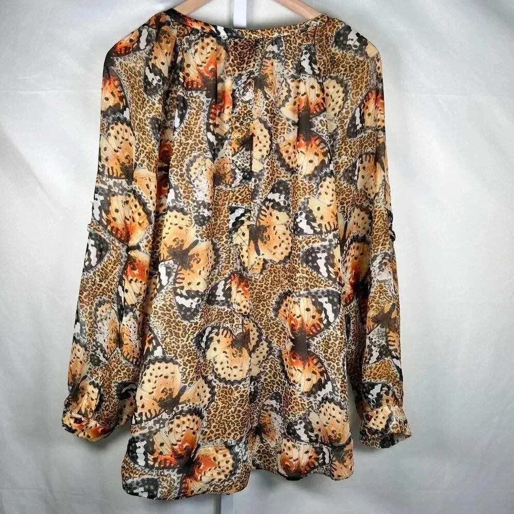 Grace Elements Monarch Butterfly Blouse Size XL C… - image 2